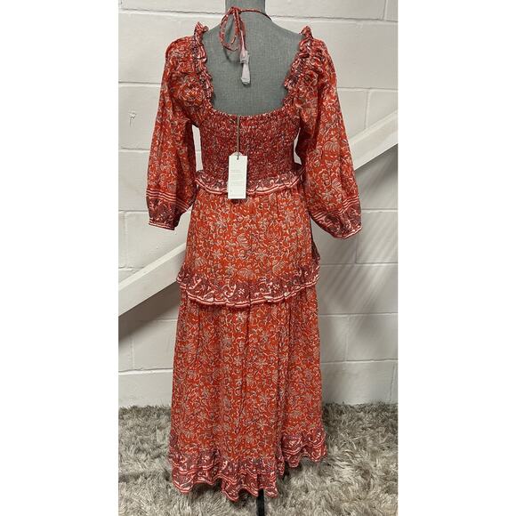 CLEOBELLA Celia Midi Organic Cotton Dress Fan Block Print Woman’s Size M NEW NWT - Picture 4 of 16